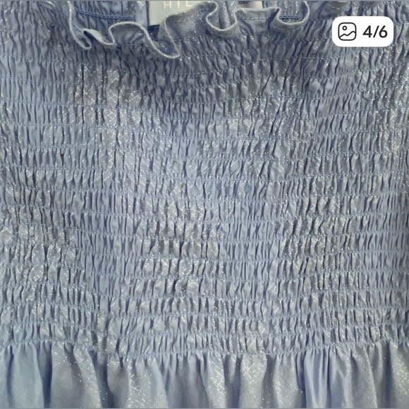 Hill House Light Blue Glitter Check Athena Nap Dress Size Medium - Picture 4 of 6